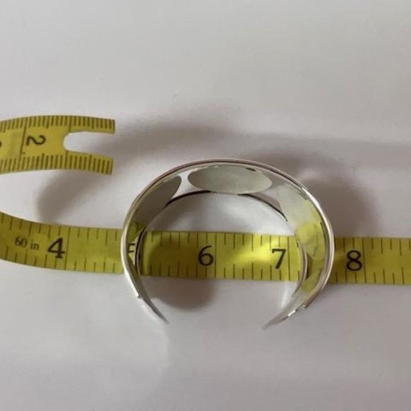 Ed Levin Sterling Silver Wide Cuff Bracelet with Circles - Picture 6 of 7